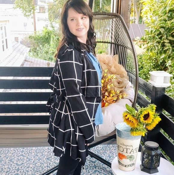 Plaid Tie Front Jacket - Picture 3 of 10